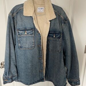 Old Navy Blue Denim Jacket with Cream Lining